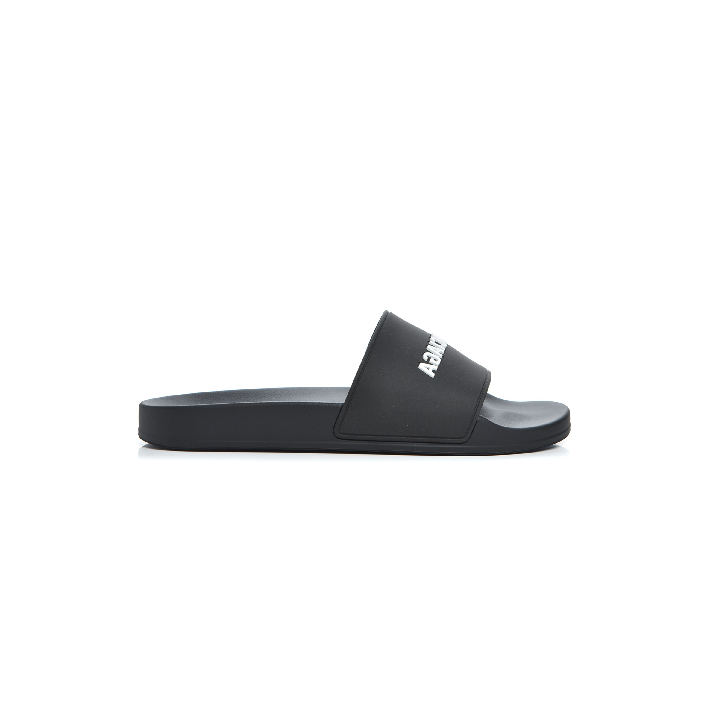 BALENCIAGA PVC LOGO MENS POOL SLIDE SANDALS BLACK